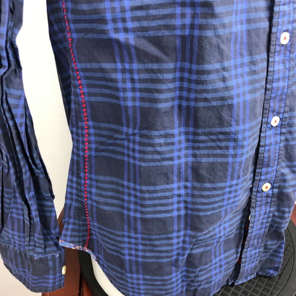 Robert Graham Casual Dress Lrg Blue Black Plaid Button Shirt - Picture 3 of 5